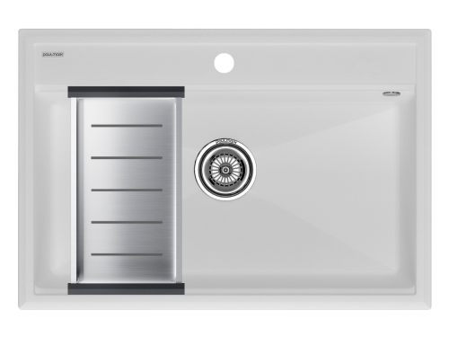 Кухонная мойка + коландер Paulmark PM117551-WH+A375-BS 75х50 цвет белый